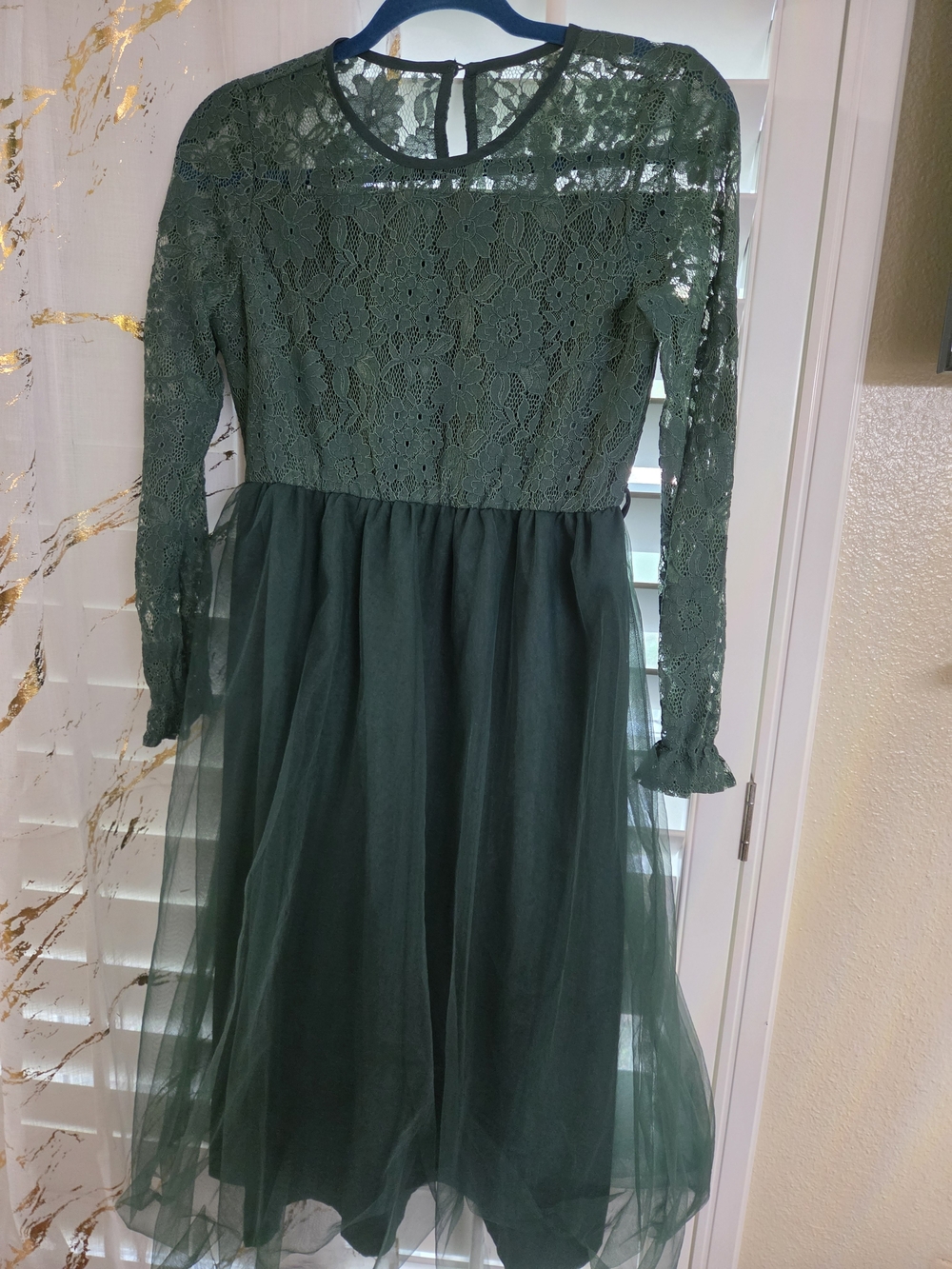 BILBEAN Tween Semi Formal  Lace Bodice Fit-&-Flare Dress in Forest Green for 12y